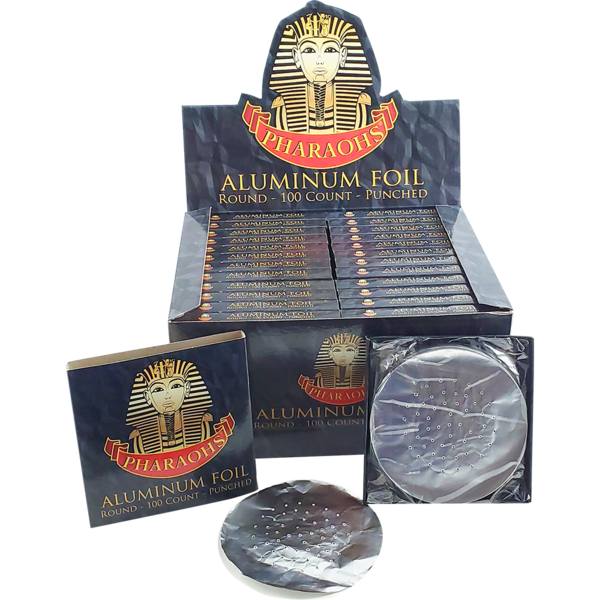 Pharaohs Pre-cut Pre-Punched Round Aluminum Foil Display - 24 packs of 100 Piece Each